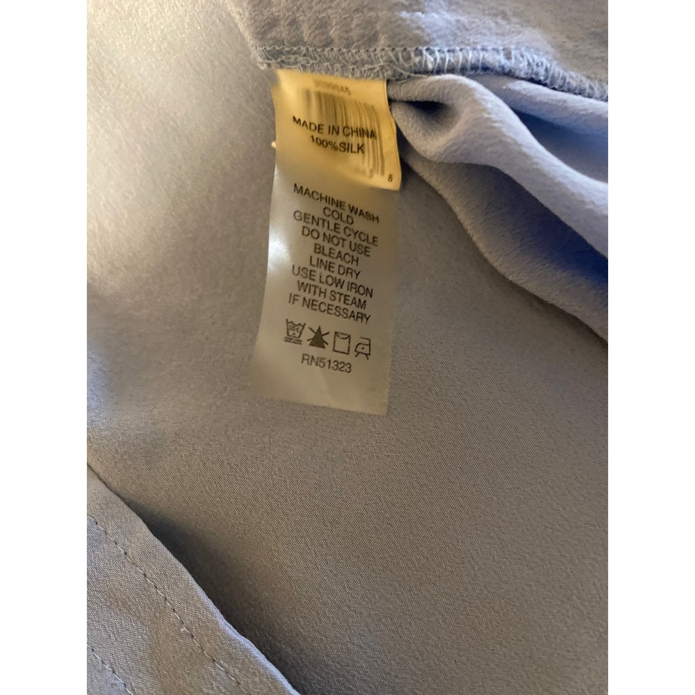 Two by Vince Camuto Light Blue 100% Silk Button Down Utility Shirt S 0704 - Picture 4 of 4